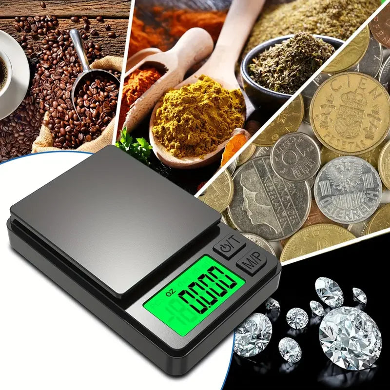 Balança de Precisão Digital 0.01g a 500g - Portátil com LCD e 7 Unidades de Medida