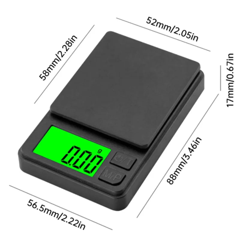 Balança de Precisão Digital 0.01g a 500g - Portátil com LCD e 7 Unidades de Medida